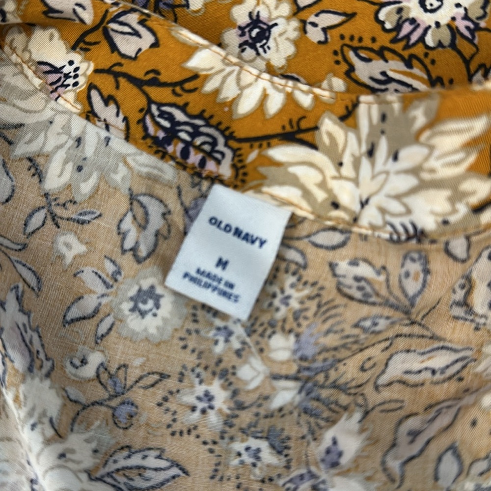 Old Navy Wrap Front Mustard Floral Dress Size medium NWT - Picture 12 of 13